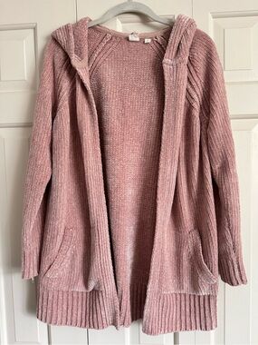 GAP Dusty Pink Hooded Chenille Cardigan